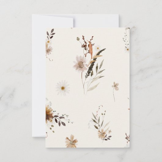 Boho Autumn Wildblume | Beige QR Code RSVP Card (Rückseite)