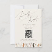 Boho Autumn Wildblume | Beige QR Code RSVP Card Karte (Vorderseite)