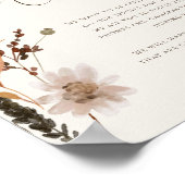 Boho Autumn Wildblume | Beige Unplugged Zeremonie Poster (Ecke)
