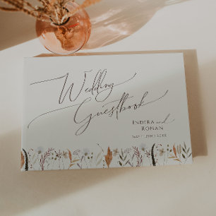 Boho Autumn Wildblume   Beige Wedding Guestbook Gästebuch