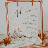 Boho Autumn Wildblume | Beige Wedding Menu Sign Poster