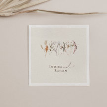 Boho Autumn Wildblume | Beige Wedding Napkins
