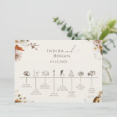 Boho Autumn Wildblume Beige Wedding Timeline Card Save The Date (Stehend Vorderseite)