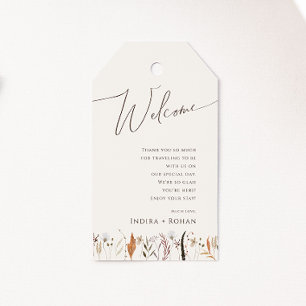 Boho Autumn Wildblume Beige Wedding Welcome Geschenkanhänger