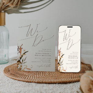 Boho Autumn Wildblume Beige wir Hochzeit Einladung