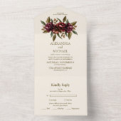 Boho Autumn Wildblume Botanical Wedding All In One Einladung (Innen Boden)