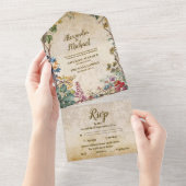 Boho Autumn Wildblume Botanical Wedding All In One Einladung (Abreißen)