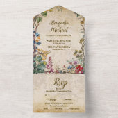 Boho Autumn Wildblume Botanical Wedding All In One Einladung (Innen Boden)