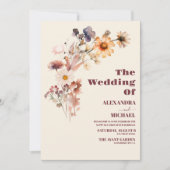 Boho Autumn Wildblume Botanical Wedding Einladung (Vorderseite)