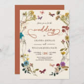 Boho Autumn Wildblume Botanical Wedding Einladung (Vorne/Hinten)
