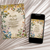 Boho Autumn Wildblume Botanical Wedding Einladung