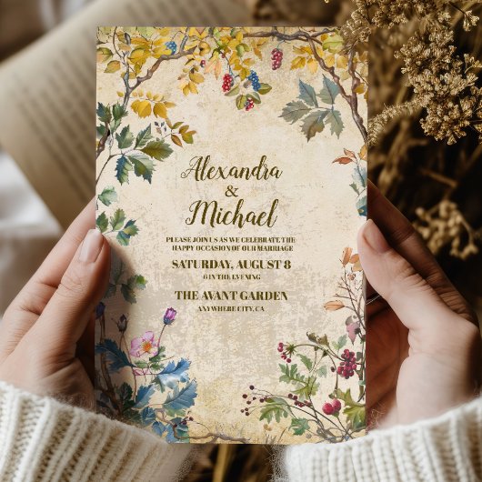 Boho Autumn Wildblume Botanical Wedding Einladung