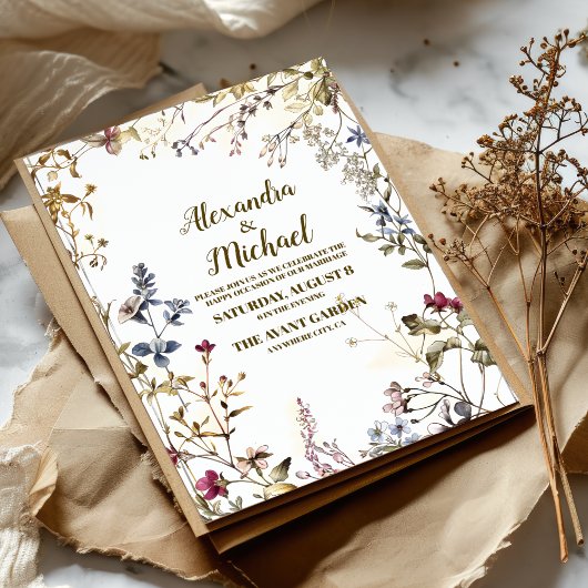 Boho Autumn Wildblume Botanical Wedding Einladung