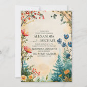 Boho Autumn Wildblume Botanical Wedding Einladung (Vorderseite)