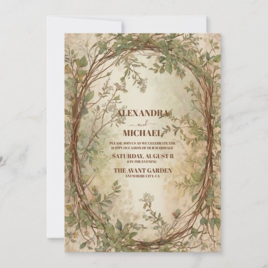 Boho Autumn Wildblume Botanical Wedding Einladung (Vorderseite)