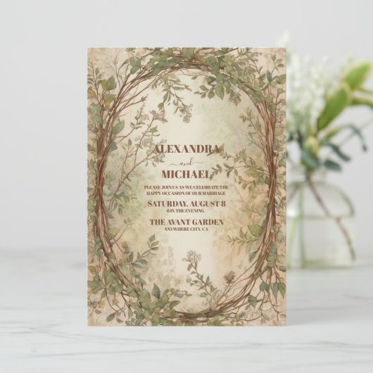 Boho Autumn Wildblume Botanical Wedding Einladung (Stehend Vorderseite)