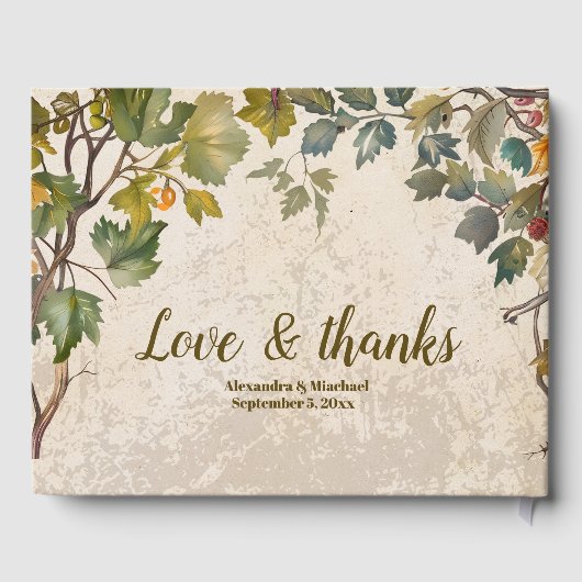 Boho Autumn Wildblume Botanical Wedding Gästebuch (Rückseite)