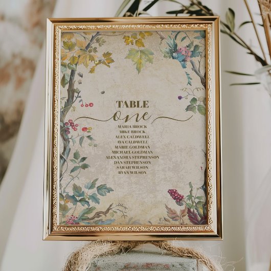 Boho Autumn Wildblume Botanical Wedding Tischnummer