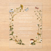 Boho Autumn Wildblume | Botanische Hochzeit Acryleinladungen (Vorderseite)