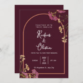 Boho Autumn Wildblume | Botanische Hochzeit Einladung (Vorne/Hinten)