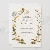 Boho Autumn Wildblume | Botanische Hochzeit Einladung (Vorderseite)