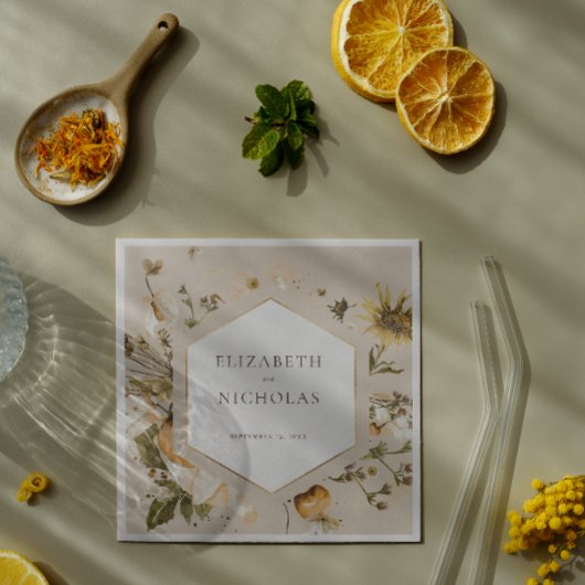 Boho Autumn Wildblume | Botanische Hochzeit Serviette