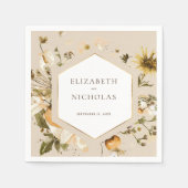 Boho Autumn Wildblume | Botanische Hochzeit Serviette (Vorderseite)