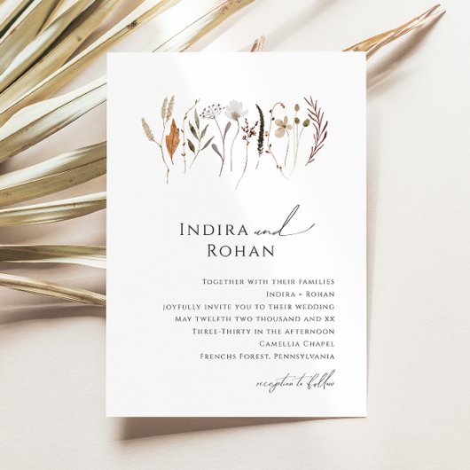 Boho Autumn Wildblume | Einladung zur Hochzeit