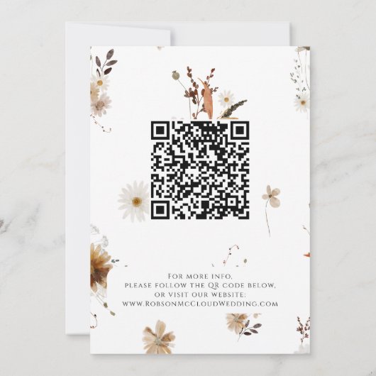 Boho Autumn Wildblume | Foto Frame QR Code Save The Date (Rückseite)