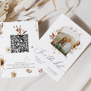 Boho Autumn Wildblume   Foto Frame QR Code Save The Date