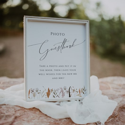 Boho Autumn Wildblume | Foto Guest Book Sign Poster