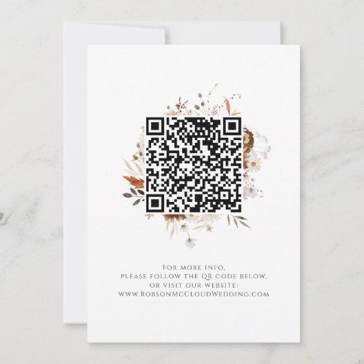 Boho Autumn Wildblume | Foto QR Save The Date (Rückseite)