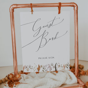 Boho Autumn Wildblume Gast Book Sign Poster