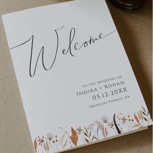 Boho Autumn Wildblume | Geflochtenes Hochzeitsprog Programm
