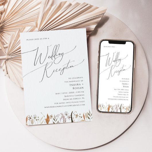 Boho Autumn Wildblume | Hochzeitsempfang Einladung