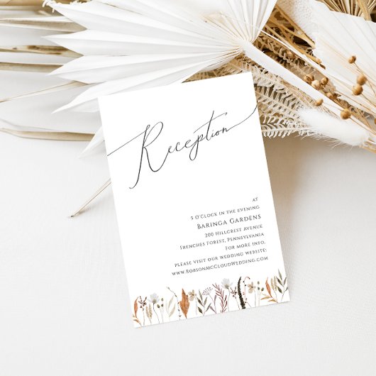 Boho Autumn Wildblume | Hochzeitsempfangskarte Begleitkarte