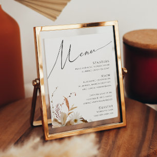 Boho Autumn Wildblume Hochzeitsmenü Poster