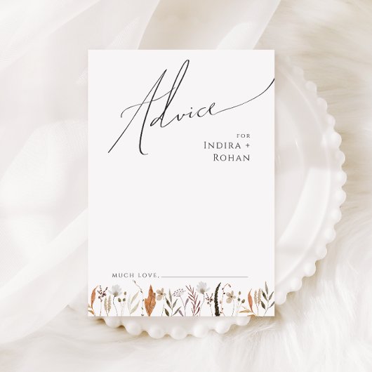 Boho Autumn Wildblume | Hochzeitsratgeber Hinweiskarte