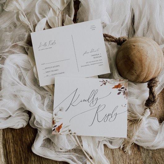 Boho Autumn Wildblume | HochzeitsrSVP Postkarte