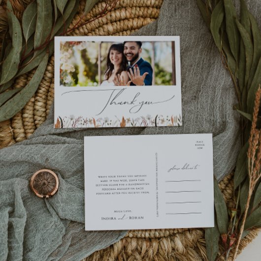 Boho Autumn Wildblume Horizontal Foto Vielen Dank Postkarte