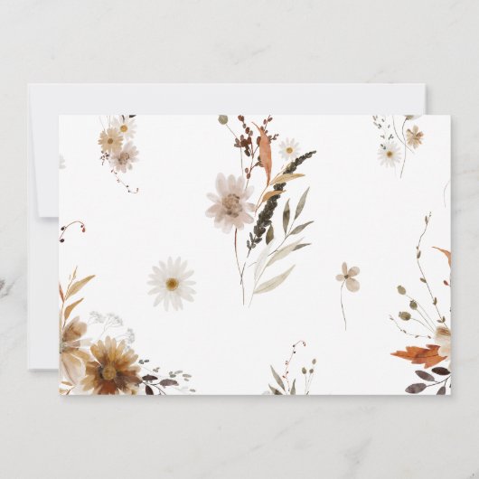 Boho Autumn Wildblume | Horizontales Brautparty Einladung (Rückseite)