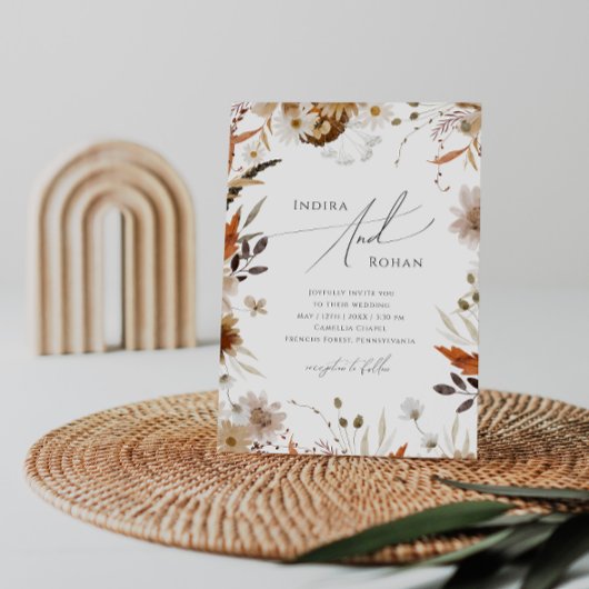 Boho Autumn Wildblume | Lässige Hochzeit Einladung