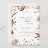 Boho Autumn Wildblume | Lässige Hochzeit von Foto Einladung (Vorderseite)
