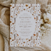 Boho Autumn Wildblume Pattern Brown Beige Wedding Einladung