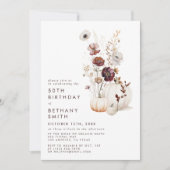 Boho Autumn Wildblume Pumpkin Birthday Party Einladung (Vorderseite)