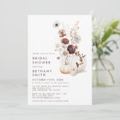 Boho Autumn Wildblume Pumpkin Brautparty Einladung (Stehend Vorderseite)