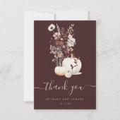 Boho Autumn Wildblume Pumpkin Wedding Dankeskarte (Vorderseite)