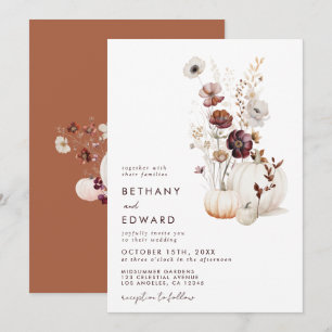 Boho Autumn Wildblume Pumpkin Wedding Einladung