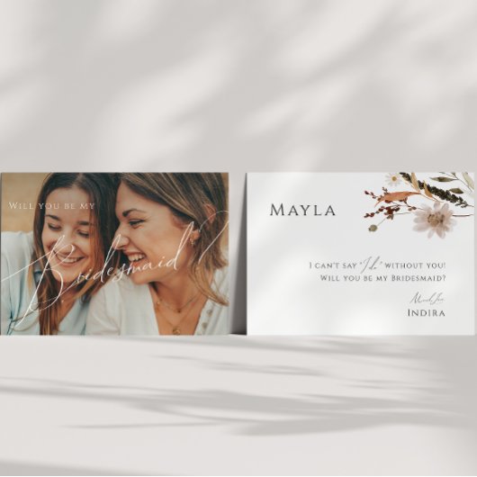 Boho Autumn Wildblume verblasst Foto Bridesmaid Ca Einladung