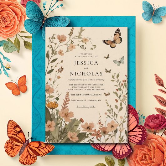 Boho Autumn Wildblume Watercolor Floral Wedding Einladung